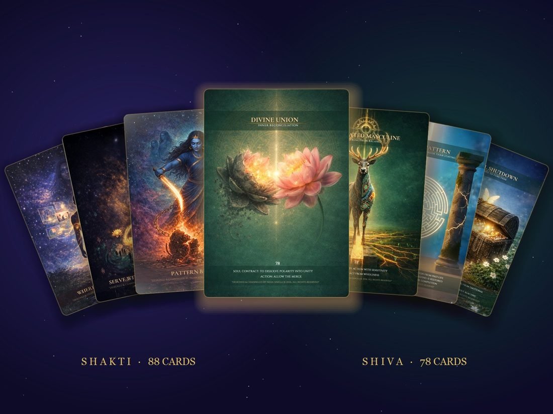 The Shakti deck (88 cards) and Shiva deck (78 cards) together